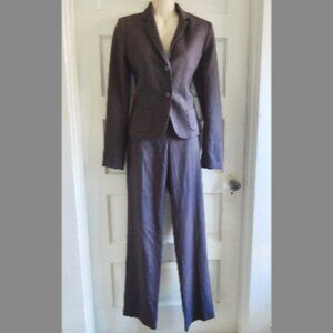 Tahari Gray Micro Herringbone Pant Suit Jkt 6 Pants 2 (Run L)
